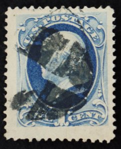 U.S. Used Stamp Scott #156 1c Franklin. Jumbo. Fancy Cancel. Choice!