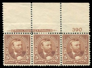 United States, 1894-95 #270 Cat$245 (as singles), 1895 5c chocolate, top plat...