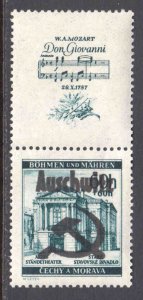 BOHEMIA & MORAVIA KZ CAMP AUSCHWITZ FELDPOST OVERPRINT LABEL OG NH XF $$$$$$$