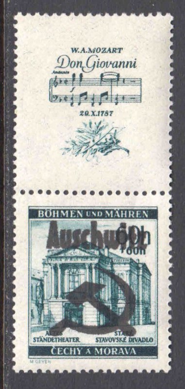 BOHEMIA & MORAVIA KZ CAMP AUSCHWITZ FELDPOST OVERPRINT LABEL OG NH XF $$$$$$$