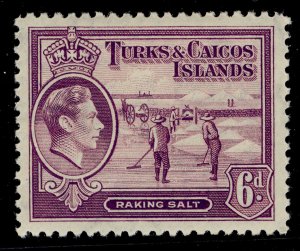 TURKS AND CAICOS ISLANDS GVI SG201, 6d mauve, LH MINT. Cat £22.