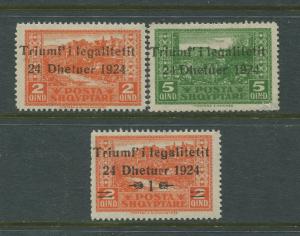 STAMP STATION PERTH Albania #163,165,166 Overprints Issue MLH CV$10.00