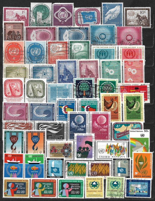 COLLECTION LOT OF 59 UNITED NATIONS 1951+ STAMPS