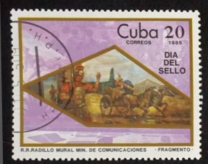 CUBA Sc# 2787 STAMP DAY philately collecting mail 20c   1985 used cto