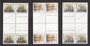 Aland islands  #31-33  MNH 1988 sailing ships in blocks each with 2 gutter pairs