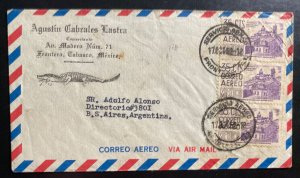 1952 Frontera Tabasco Mexico Airmail cover To Buenos Aires Argentina