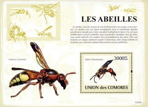 COMOROS - 2009 - Bees - Perf Souv Sheet - Mint Never Hinged