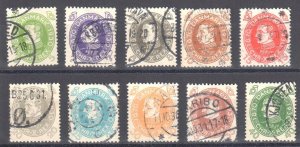 Denmark 210-219 VF Used 1930 King Christian X Issue 10 Stamps SCV $55.75