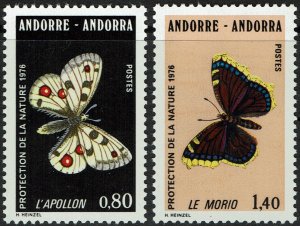 Andorra French #251-252  MNH - Butterflies (1976)
