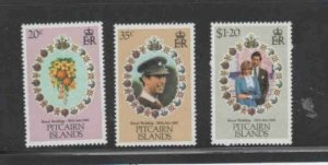 PITCAIRN ISLANDS #206-208 1981 ROYAL WEDDING MINT VF NH O.G aa