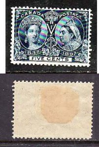 Canada-Sc#54- id129-unused heavy hinge 5c deep blue QV Jubilee-1897-