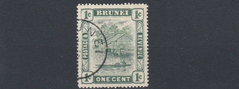 BRUNEI  1907 - 10    S G 23  1C   BLACK & PALE GREEN  USED 