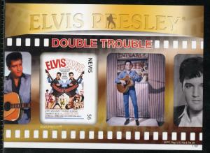 NEVIS  ELVIS PRESLEY DOUBLE TROUBLE IMPERFORATE SOUVENIR SHEET IV  MINT NH