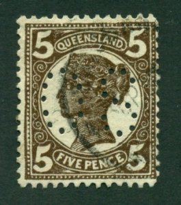 Australia Queensland 1907 #137 (official) U (Perfin OS) BIN=$6.35