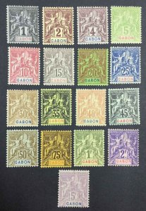 MOMEN: FRENCH COLONIES IN GABON SC #16-32 1904-07 MINT OG H LOT #63135