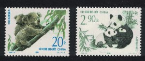 China Pandas Koalas Endangered Wild Animals 1995 MNH SG#4009-4010