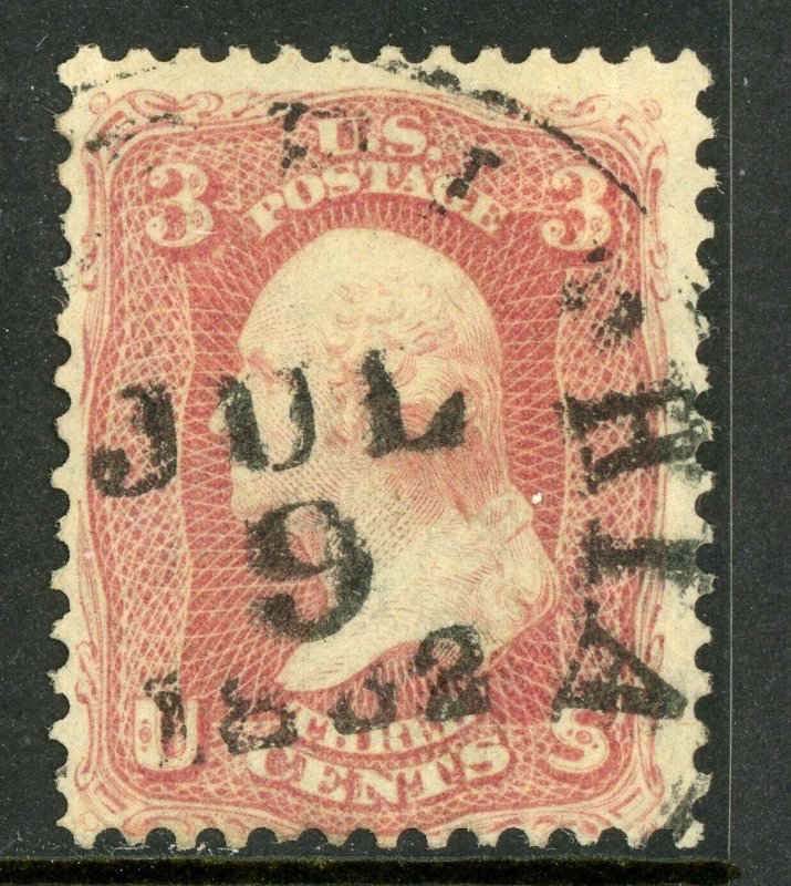 USA 1861 Washington 3¢ Rose Scott #65 VFU G198
