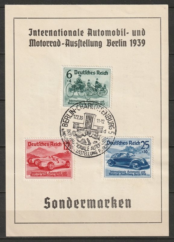 Germany 1939 Sc B134-6 exhibition set first day cancel on advertising card