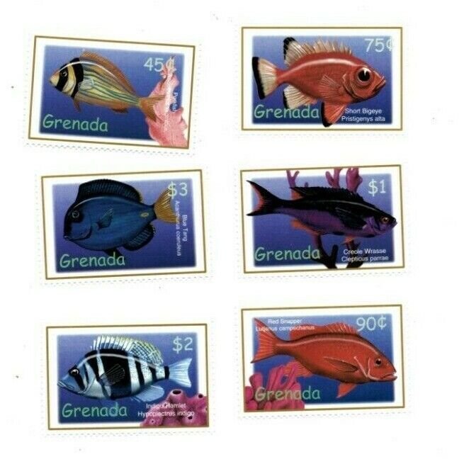 Grenada 2000 - Tropical Fish Marine Life - Set Of 6 Stamps Scott #2958-63 - MNH