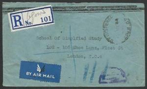 NIGERIA 1951 Registered censor cover Lagos to London.......................64072