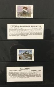 (BJ Stamps) VIRGINIA STATE DUCK STAMP collection (6). 1993-1998. VF, MNH.