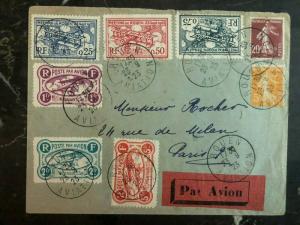 1923 Rouen France Early Airmail Cover to Paris Local Issue Stamps