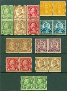 EDW1949SELL : USA 1923-29 Scott #597-606 Coil Line pairs. F-VF, MNH. Cat $224.00 