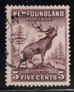 NEWFOUNDLAND Scott 190 Brown Violet Used Caribou stamp perf 13.5