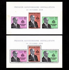 Haïti  Mint Souvenir Sheets President Duvalier 1958