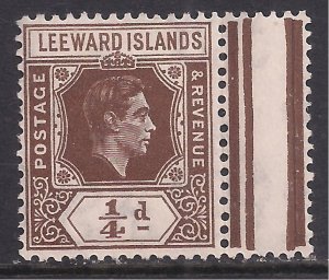 Leeward Islands 1938 - 51 KGV1 1/4d Brown MM SG 95 ( M1476 )