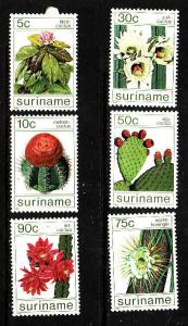 Suriname-Sc#697-702-unused NH set-Cacti-1985-