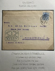 1914 Valencia Spain Legal Interpreter Cover To Philadelphia PA USA