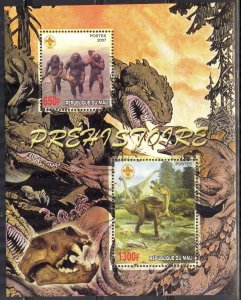 Mali 2007 Prehistory Life Men's Dinosaurs Scouting Scouts Sheet MNH