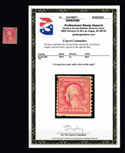 US #454 2c Coil with PSE Certificate  (USED) cv$22.50