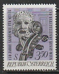 1967 Austria - Sc 805 - MNH VF - 1 single - Tragic Mask and Violin