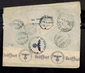 1940 Fiume Italy Censored Cover to Prague Czechslovakia Express Mail