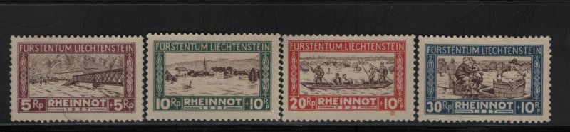LIECHTENSTEIN B7-B10 (4) Set, Hinged, 1928 Aid the Suffers from Rhine Floods