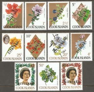 AITUTAKI Sc# 37 - 47 MNH FVF Set of 11 Queen Elizabeth II QEII Flowers