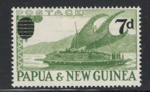 Papua New Guinea 1957 Trading Canoe Surcharge 7p on 1sh Scott # 138 MH