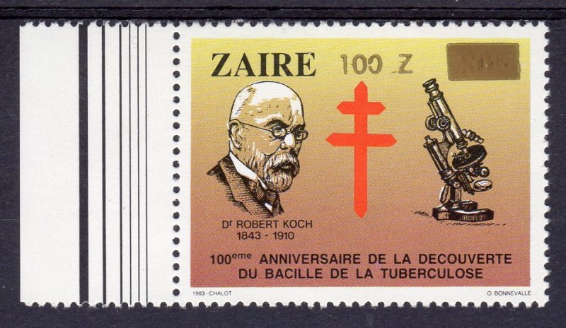 Zaire 1990 Mi#1020 Dr.Robert Koch Medicine (1) ovpt.gold new values MNH