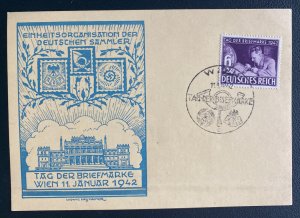 1942 Vienna Germany Postcard First Day Cover FDC Philatelic Exhibition 1