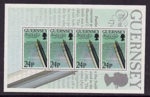 Guernsey-Sc#521a-unused NH booklet pane-Fountain pens-1993-