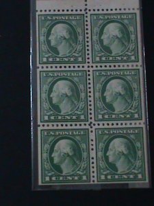 ​UNITED STATES-1917-SC#498E-WASHINGTON BOOKLET PANE OF 6-MNH-VF 107 YEARS OLD