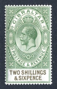 Gibraltar 1925 KGV. 2/6d green & black. Mint (NH). SG104.