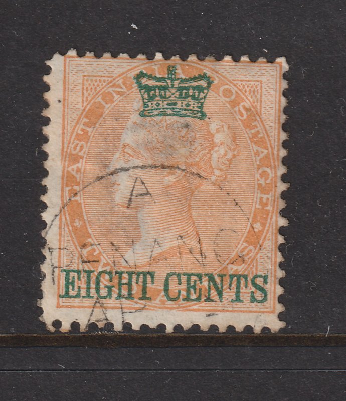 Straits Sett. an used old 8c under crown overprint on an India 2c