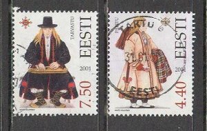 ESTONIA Sc# 427 - 428 USED FVF Set of 2 Folk Costumes