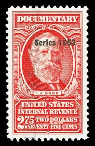 Scott R638 $2.75 1953 Dated Red Revenue Used XF Cat $7