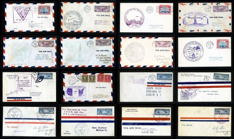 Lot of 16 different Flight covers dated 1926 to 1931