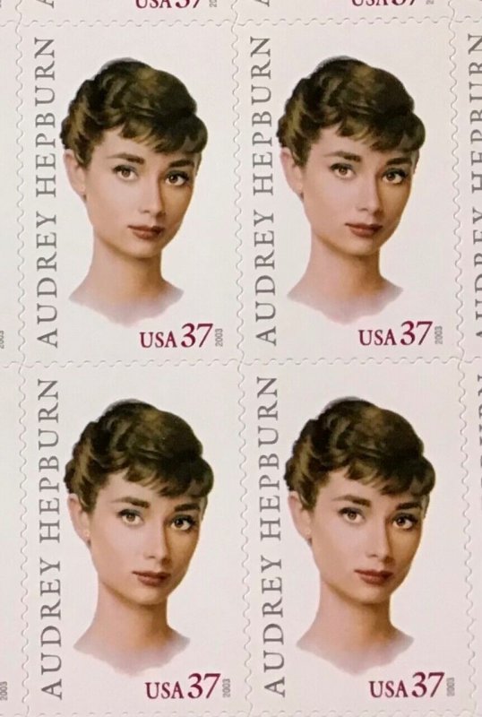 3786 Audrey Hepburn, Legends of Hollywood MNH 37 cent Sheet of 20  FV $7.40