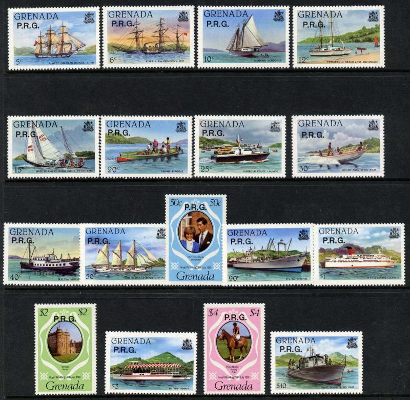 Grenada O1-17 MNH Princess Diana, Prince Charles, Horse, Ships